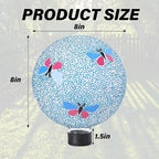 Gazing Ball 8 Inch Butterfly Glass Mosaic Garden Globe Outdoor Gazing Globe Yard Ornament for Garden Yard Home Lawn Outdoor Decoration Gift for Women (Not Solar Powered)