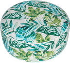 FUNHOME Inflatable Outdoor Ottoman with Air Pump,20"x9" Portable Patio Pouf,Water Resistant,Fade-Resistant,Round Blow Up Footrest Stools for Home Garden Camping Travel(Palm Leaf)