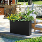 FENCY Metal Rectangular Planter Box Large Planters for Outdoor Plants, Rectangular Tall Planters for Outdoor Plants with Drainage Holes (35.4" L x 9" W x 25.6" H)