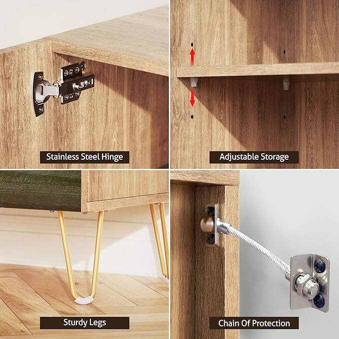 SIGNWIN Sideboard Buffet Cabinet, Kitchen Storage Cabinet with 2 Doors, Sunset Sky Over Wild Countryside Field, Cupboard Console Table for Dining Room - 35" L x 18" W x 29" H