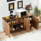 Fluted Sideboard Buffet Cabinet with Storage, Modern Storage Cabinet with 3 Doors, Wood Credenza Buffet Sideboards, Console Table for Kitchen Dining Living Room Entryway (Walnut)