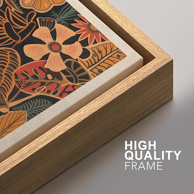 SIGNFORD Framed Canvas Print Wall Art Set Abstract Blossoms Vibrant Floral Illustration Modern Art Decorative Nordic Nature for Living Room, Bedroom, Office - 24"x36"x2 Natural