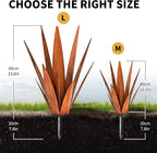 Metal Agave Plants, Tequila Rustic Sculpture, Metal Yard Art, Outdoor Lawn Ornaments Yard Stakes (Rusty- L)