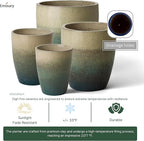 Emissary Home and Garden Bullet 12in., 14in., 15.5in., 21in. H Bayside Green Ceramic Round Planters with Drainage Hole (Set of 4)