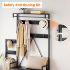 IDEALHOUSE Parent-Child Coat Rack Shoe Bench Hall Tree with Bench and Shoe Storage Industrial Coat Tree Entryway Large Organizer with Shoe Rack, Storage Cubbies, Hooks, and Top Shelf