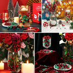 Red Green Vase Filler | 150PCS Pearls Bead for Centerpieces Vases | 8/14/20 mm No Hole Beads, Fake Pearls for Wedding Birthday Theme Party Table Centerpieces Decor