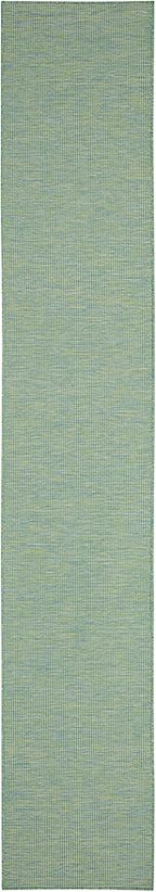 Nourison Home Positano 10' Runner Blue Green Fabric Modern Area Rug (10' Runner)