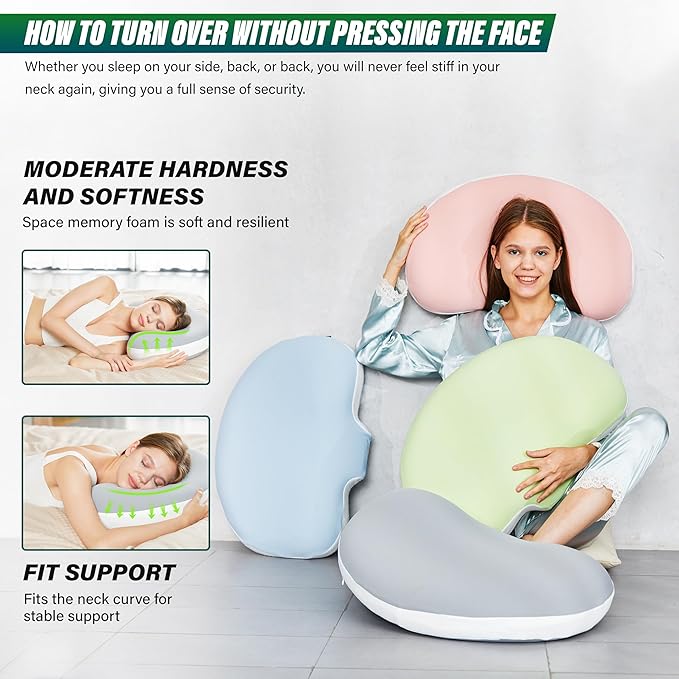 Cervical Pillow for Neck Pain Relief, Ergonomic Hollow Design, Odorless Memory Foam Pillow for Sleeping, Orthopedic Contour Neck Support Pillows for Side, Back, and Stomach Sleepers, [Purple]