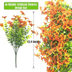 Artificial Fake Flowers for Outdoor Spring Decoration, 16 Bundles Faux Silk Colorful Daisy UV Resistant Realistic for Outside Porch Patio Home Yard Garden Planters Pots Window Box (Orange)