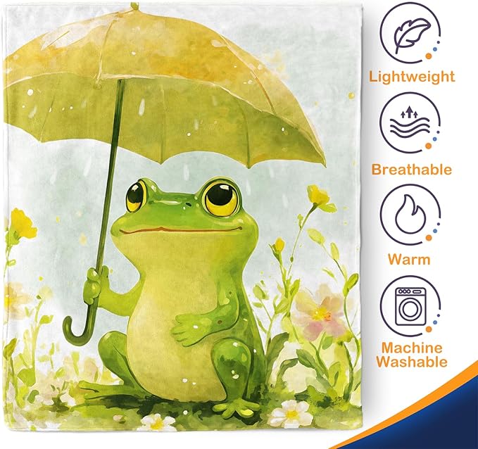Frog Blanket Gifts for Women Kids - Cute Frogs Lovers Stuff Animal Decor Throw for Teen Adults Soft Lightweight Fleece Cozy Travel Bed Couch Birthday Christmas Blanket 50"x60"
