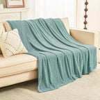 EMME Muslin and Fleece Queen Blanket Reversible - 80"*90" Teal Soft Warm Throw Blankets for Couch Bed Picnic Travel Bed