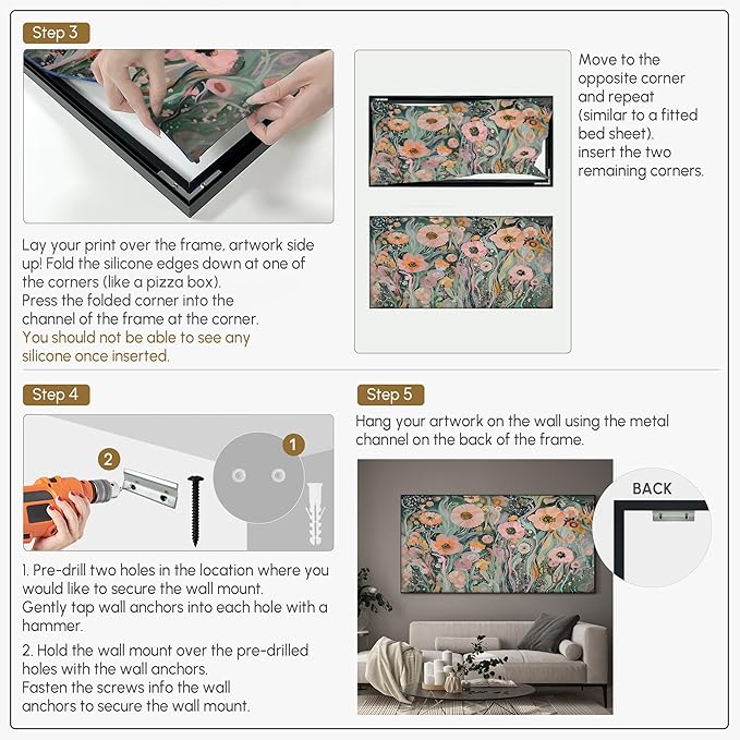 SIGNWIN 24"x46" Extra Large Framed Wall Art Whimsical Garden Bloom, Colorful Abstract Floral for Home Living Room Bedroom Decor (Frame Assembly Required)