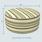 LVTXIII Inflatable Stool Ottoman Footrest with Handle, Decorative Fade-Resistant Foot Stool, Indoor or Outdoor Pouf for Home Garden and Camping Use, 21x21x9, Stripe Onyx