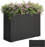 IDZO All Weather Wicker Planter Raised Garden Bed, 24 in Tall Round Rattan Flower Pots, Durable Self-Watering Indoor Outdoor Wicker Planters for Porch Patio Balcony