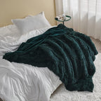 GONAAP Fuzzy Faux Fur Throw Blanket Twin Size Dark Teal Super Soft Cozy Plush Fuzzy Shaggy Blanket for Couch Sofa Bed (Dark Teal, Twin(60"x80"))