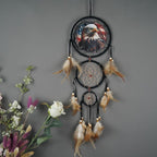Remorelt Wolf Eagle Bear Dream Catcher Bedroom Wall Decor, Christmas Home Decoration, Room Accessory, White Moon Feather Decoration - Unique Home Craft Wall Pendant (DC14 Eagle W/Flag)