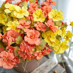 Fall Flowers Fake Flowers Mums for Outdoors Autumn Decoration, 6 Bundles Artificial Flowers Faux Silk Plants Realistic UV Resistant for Outside Planter Patio (Fall Yellow Orange)