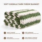 L'AGRATY Chunky Knit Blanket Throw: 50''x60'' Chenille Chunky Knitted Throw Blankets for Bed Couch - Handmade Thick Cable Knit Blanket - Large Crochet Rope Blankets for Home Decor