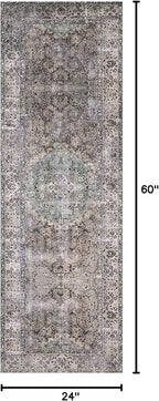 Loloi Layla Collection LAY-06 Taupe/Stone 2'-0" x 5'-0" .13" Thick Accent Rug, Soft, Durable, Vintage Inspired, Distressed, Low Pile, Non-Shedding, Easy Clean, Printed, Living Room Rug