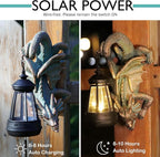 Solar Dragon Tree Hugger Statue Wall Decor - Gothic Garden Statue with Solar Lantern, Outdoor&Yard Decor, Fantasy Dragon Figurine for Trees, Walls, or Fences - Unique for Men & Women