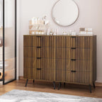 Wanlut Fluted 4 Drawer Dresser for Bedroom, 35.4" Tall Bedroom Dresser with Metal Feet, Wooden Storage Organizer Cabinet Chest of Drawer for Closet, Living Room, Hallway