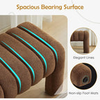 43.3" Bedroom Bench, Upholstered Entryway Bench, Modern End of Bed Ottoman with Solid Wood Legs and Adjustable Foot Pegs for Entryway, Dining Room and Living Room (Brown Boucle)