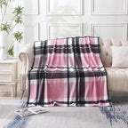 MERRYLIFE Pink Plaid Throw Blanket Decorative Fleece Throw | Ultra-Plush Colorful | Couch Blanket Travel Lap | Home Gift Use(50" 60",Pink Plaid)