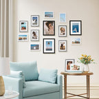 Vittanly 15 Pack Picture Frames Collage Wall Decor, Multi Sizes Including 3pcs 8x10, 6pcs 5x7 and 6pcs 4x6 Photo Frames, Gallery Frame Set for Wall or Tabletop Display, Black, Grey and White