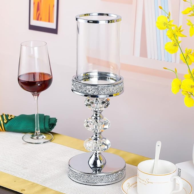 Candle Holder, Pillar Candle Holders, Crystal Candlesticks Holder for Wedding, Parties, Events, Chirstmas,Home Decor, Table Centerpieces CH048LD