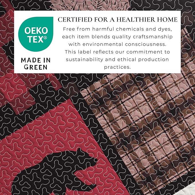 Great Bay Home Lodge Bedspread Full/Queen Size Quilt with 2 Shams. Cabin 3-Piece Reversible All Season Quilt Set. Rustic Quilt Coverlet Bed Set. Stonehurst Collection. (Red/Black)