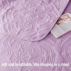 Exclusivo Mezcla Quilts Queen Size Bedding Set with 2 Pillow Shams, Lightweight Lalic Full Queen Quilt Bedspread with Vintage Damask Pattern, Soft Bedspreads Coverlets for All Seasons