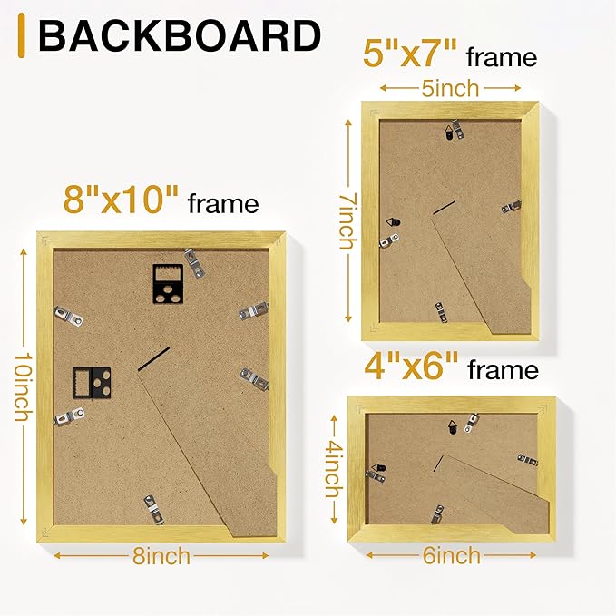 Vittanly 15 Pack Picture Frames Collage Wall Decor for Mounting or Tabletop Display, Gallery Frame Set for Family, Multi Sizes Including 3pcs 8x10, 6pcs 5x7, 6pcs 4x6, Gold