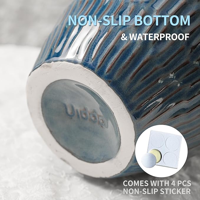 Blue Ceramic Vase for Home Decor,7.8 Inch Flower Vases，Decorative Vase for Pampas Grass，Modern Art Texture Vases for Home Entryway Living Room Dining Table Farmhouse Office Decor- Blue