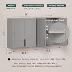 FIMELLO 59" Laundry Room Cabinets Wall Mounted, Kitchen Wall Cabinet with Adjustable Shelf, Wall Cabinets with Doors for Laundry Room, Upper Cabinets for Bathroom, Gray