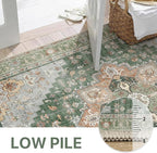 GENIMO 2x10 Runner Rugs for Hallway, Machine Washable Non Slip Vintage Rugs, Low Pile Lightweight Soft Print Rug for enrtyway, Corridor, Home Office, Kitchen,Sage Green