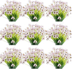 30 Bundles Artificial Flowers Outdoor UV Resistant Fake Flowers No Fade Faux Plastic Plants Garden Porch Window Box Decorating(White)