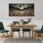 HPINUB Wildflower Moon Pine Tree Framed Canvas Wall Art Set,Nature Forest Wall Decor,Mystical Starry Night Artwork Rustic Mountain Landscape Art Print for Living Room,Bedroom,Office-20 x40