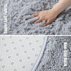 Soft Round Area Rug for Kids Bedroom, Fluffy Fuzzy Shaggy Rug 5'X5'for Living Room, Non Slip Circle Plush Rug for Girls Room Nursery Dorm Decor,Light Grey