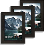 3.5x5 Picture Frame Set of 3 - Made of Real Glass and Black Wooden Frame, 3.5 by 5 small Photo for Wall or Tabletop Display