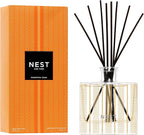 NEST New York Reed Diffuser, Pumpkin Chai - 5.9 fl oz - Fragrance for Up to 90 Days - Reusable, Refillable Glass Holder - Includes 8 All-Natural Reed Sticks - Flame Free