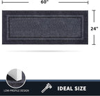 PURRUGS Dirt Trapping Door Mat 24" x 60", Non-Slip/Skid Machine Washable Entryway Rug, Shoes Scraper, Area Rug, Super Absorbent Welcome Mat for Muddy Wet Shoes and Paws, Bluish Grey & Charcoal