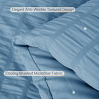 MUXHOMO 7 Pieces Queen Comforter Set, Seersucker Bed in a Bag Queen Size, All Season Luxury Bedding Set with Comforter, Flat Sheet, Fitted Sheet, Pillowcases & Shams, Mineral Blue