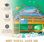 Dinosaur Twin Bed Tent for Kids Indoor Fort - Magical Dream Tents for Boys Pop Up Toddler Bed Canopy for Girls Bunk Bed Tent for Top Bunk - Sensory Sleep Pod for Kids Educational