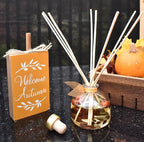 LOVSPA Reed Diffuser Set, Pumpkin Vanilla Chai Scented Oil Diffuser with Sticks, Home Fragrance Accessories for Bathroom Shelf Decor, Aroma Diffusers for Home or Office Fall Decor, USA Made