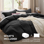 Bedsure Black Duvet Cover Twin/Twin XL Size - 2 Pieces Prewashed Cotton-Like Extra Soft Bedding Set, Includes 1 Twin Duvet Cover 68x90 Inches with Zipper Closure & 1 Pillow Sham, No Comforter
