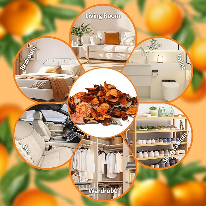 STRN Natural Dried Citrus Flower Sachets (2-Pack), Potpourri Vase Filler Long-Lasting Fragrance Potpourri Bags for Closet, Drawer, Car & Home, Reusable Scented Sachet Gift Set