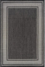 Beverly Rug Outdoor Rug 8x10 Modern Bordered Area Rugs for Indoor and Outdoor Patio Deck Porch Garden Waterproof Weather Sun Resistant Washable Outside Carpet (8 x 10 Dark Gray)