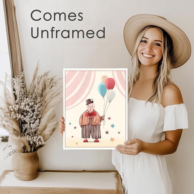 Circus Nursery Wall Art Prints (Set of 3) - Unframed - 11x14 | Delightful and Colorful Unframed 8x10 Inches Prints | Wall Art for Kids | Kids Room Décor | Classroom Décor | Bedroom Wall Décor