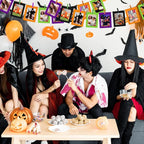 Janlaugh 100 Pcs Halloween Paper Photo Frames 4x6 Orange Black Purple Green Paper Frame with 100 Clip 10 String Kit DIY Hanging Cardboard Photo Holder Halloween Wall Decor Wedding Home