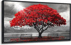 AJAZIKO Red Wall Art - Modern Framed Wall Art for Living Room - Red Tree Black and White Landscape Canvas Prints Posters & Prints for Home Office Bedroom Decorations - Large Wall Pictures 20×40IN